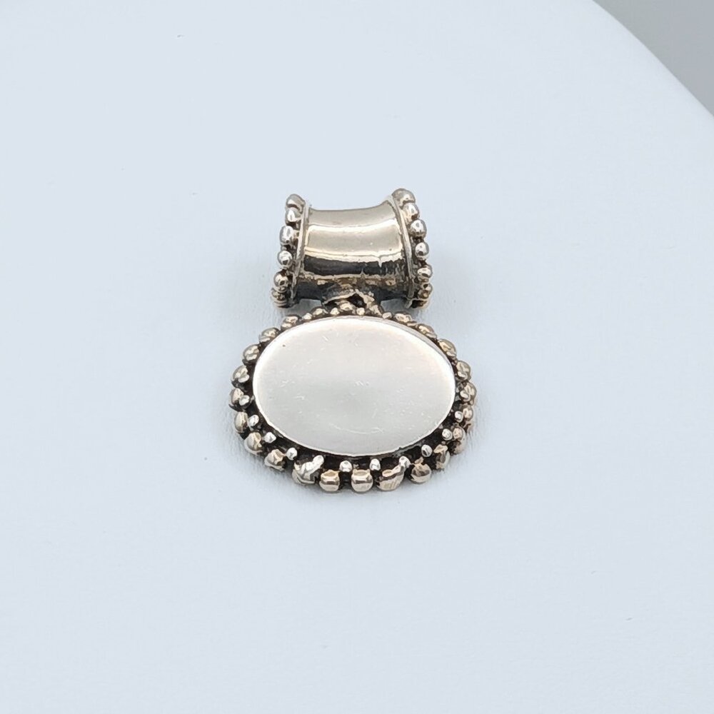 Vintage 925 Sterling Silver Pebbled Slider Medallion Pendant